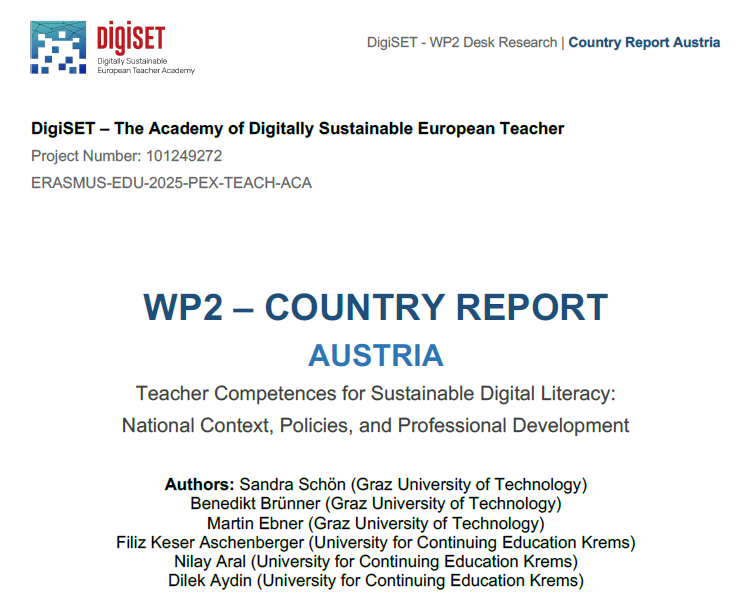 Teacher Competences for Sustainable Digital Literacy. WP 2: Country Report Austria
