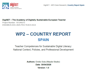 Teacher Competences for Sustainable Digital Literacy. WP 2: Country Report Spain