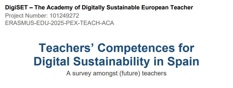 Teacher Competences for Digital Sustainability. WP2: Survey Report Spain.